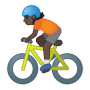 Émoji 🚴🏿 Cycliste : Peau Foncée sur Google Android 10.0 March 2020 Feature Drop.