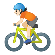 🚴🏻 Emoji Persona En Bicicleta: Tono De Piel Claro en Google Android 10.0 March 2020 Feature Drop.