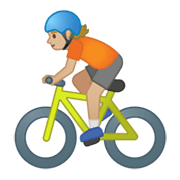 🚴🏼 Emoji Persona En Bicicleta: Tono De Piel Claro Medio en Google Android 10.0 March 2020 Feature Drop.