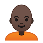 🧑🏿‍🦲 Emoji Persona: Tono De Piel Oscuro, Sin Pelo en Google Android 10.0 March 2020 Feature Drop.
