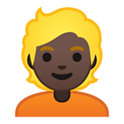 👱🏿 Emoji Person: dunkle Hautfarbe, blondes Haar Google Android 10.0 March 2020 Feature Drop.