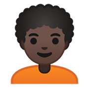 🧑🏿‍🦱 Emoji Persona: Tono De Piel Oscuro, Pelo Rizado en Google Android 10.0 March 2020 Feature Drop.