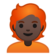 🧑🏿‍🦰 Emoji Persona: Tono De Piel Oscuro, Pelo Pelirrojo en Google Android 10.0 March 2020 Feature Drop.