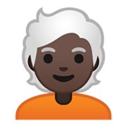🧑🏿‍🦳 Emoji Persona: Tono De Piel Oscuro, Pelo Blanco en Google Android 10.0 March 2020 Feature Drop.