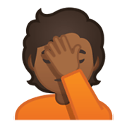 🤦🏾 Emoji sich an den Kopf fassende Person: mitteldunkle Hautfarbe Google Android 10.0 March 2020 Feature Drop.
