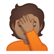 🤦🏽 Emoji Pessoa Decepcionada: Pele Morena na Google Android 10.0 March 2020 Feature Drop.