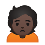 🙍🏿 Emoji missmutige Person: dunkle Hautfarbe Google Android 10.0 March 2020 Feature Drop.