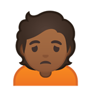 Emoji 🙍🏾 Persona Corrucciata: Carnagione Abbastanza Scura su Google Android 10.0 March 2020 Feature Drop.