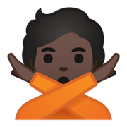 🙅🏿 Emoji Pessoa Fazendo Gesto De «não»: Pele Escura na Google Android 10.0 March 2020 Feature Drop.
