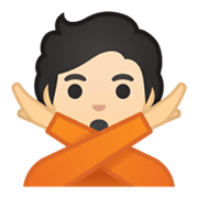 🙅🏻 Emoji Persona Haciendo El Gesto De «no»: Tono De Piel Claro en Google Android 10.0 March 2020 Feature Drop.