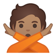 Emoji 🙅🏽 Persona Che Fa Segno Di No: Carnagione Olivastra su Google Android 10.0 March 2020 Feature Drop.