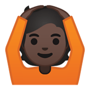 🙆🏿 Emoji Person mit Händen auf dem Kopf: dunkle Hautfarbe Google Android 10.0 March 2020 Feature Drop.