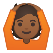 Emoji 🙆🏾 Persona Con Gesto OK: Carnagione Abbastanza Scura su Google Android 10.0 March 2020 Feature Drop.