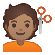 💇🏽 Emoji Person beim Haareschneiden: mittlere Hautfarbe Google Android 10.0 March 2020 Feature Drop.