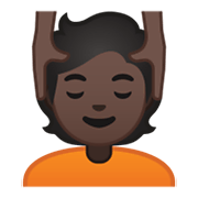 💆🏿 Emoji Person, die eine Kopfmassage bekommt: dunkle Hautfarbe Google Android 10.0 March 2020 Feature Drop.