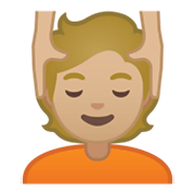 💆🏼 Emoji Persona Recibiendo Masaje: Tono De Piel Claro Medio en Google Android 10.0 March 2020 Feature Drop.