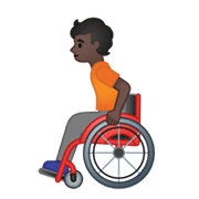 🧑🏿‍🦽 Emoji Person in manuellem Rollstuhl: dunkle Hautfarbe Google Android 10.0 March 2020 Feature Drop.
