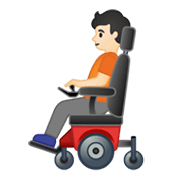 🧑🏻‍🦼 Emoji Pessoa Em Cadeira De Rodas Motorizada: Pele Clara na Google Android 10.0 March 2020 Feature Drop.
