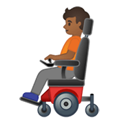 🧑🏾‍🦼 Emoji Pessoa Em Cadeira De Rodas Motorizada: Pele Morena Escura na Google Android 10.0 March 2020 Feature Drop.