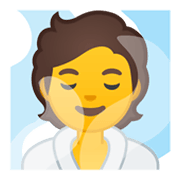 Emoji 🧖 Persona In Sauna su Google Android 10.0 March 2020 Feature Drop.