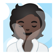 🧖🏿 Emoji Persona En Una Sauna: Tono De Piel Oscuro en Google Android 10.0 March 2020 Feature Drop.