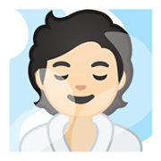 Emoji 🧖🏻 Persona In Sauna: Carnagione Chiara su Google Android 10.0 March 2020 Feature Drop.