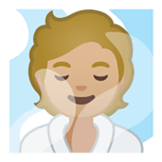🧖🏼 Emoji Person in Dampfsauna: mittelhelle Hautfarbe Google Android 10.0 March 2020 Feature Drop.