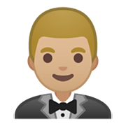 🤵🏼 Emoji Persona Con Esmoquin: Tono De Piel Claro Medio en Google Android 10.0 March 2020 Feature Drop.
