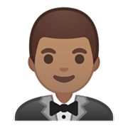🤵🏽 Emoji Person im Smoking: mittlere Hautfarbe Google Android 10.0 March 2020 Feature Drop.