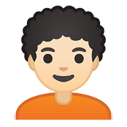 🧑🏻‍🦱 Emoji Erwachsener: helle Hautfarbe, lockiges Haar Google Android 10.0 March 2020 Feature Drop.