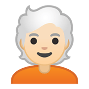 🧑🏻‍🦳 Emoji Erwachsener: helle Hautfarbe, weißes Haar Google Android 10.0 March 2020 Feature Drop.