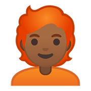 Émoji 🧑🏾‍🦰 Adulte : Peau Mate Et Cheveux Roux sur Google Android 10.0 March 2020 Feature Drop.