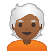 🧑🏾‍🦳 Emoji Pessoa: Pele Morena Escura E Cabelo Branco na Google Android 10.0 March 2020 Feature Drop.