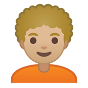 🧑🏼‍🦱 Emoji Persona: Tono De Piel Claro Medio, Pelo Rizado en Google Android 10.0 March 2020 Feature Drop.