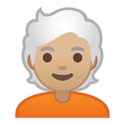 Émoji 🧑🏼‍🦳 Adulte : Peau Moyennement Claire Et Cheveux Blancs sur Google Android 10.0 March 2020 Feature Drop.