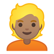 Emoji 👱🏽 Persona Bionda: Carnagione Olivastra su Google Android 10.0 March 2020 Feature Drop.