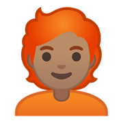 🧑🏽‍🦰 Emoji Erwachsener: mittlere Hautfarbe, rotes Haar Google Android 10.0 March 2020 Feature Drop.