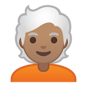 Emoji 🧑🏽‍🦳 Persona: Carnagione Olivastra E Capelli Bianchi su Google Android 10.0 March 2020 Feature Drop.