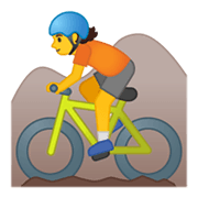 Emoji 🚵 Ciclista Di Mountain Bike su Google Android 10.0 March 2020 Feature Drop.