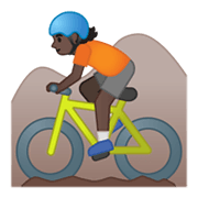 🚵🏿 Emoji Persona En Bicicleta De Montaña: Tono De Piel Oscuro en Google Android 10.0 March 2020 Feature Drop.
