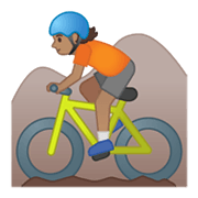 Emoji 🚵🏽 Ciclista Di Mountain Bike: Carnagione Olivastra su Google Android 10.0 March 2020 Feature Drop.