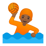 🤽🏾 Emoji Pessoa Jogando Polo Aquático: Pele Morena Escura na Google Android 10.0 March 2020 Feature Drop.