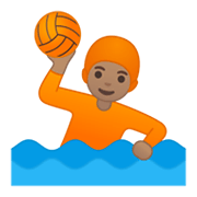 Emoji 🤽🏽 Persona Che Gioca A Pallanuoto: Carnagione Olivastra su Google Android 10.0 March 2020 Feature Drop.