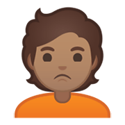 🙎🏽 Emoji Persona Haciendo Pucheros: Tono De Piel Medio en Google Android 10.0 March 2020 Feature Drop.