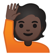 🙋🏿 Emoji Person mit erhobenem Arm: dunkle Hautfarbe Google Android 10.0 March 2020 Feature Drop.