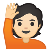 Emoji 🙋🏻 Persona Con Mano Alzata: Carnagione Chiara su Google Android 10.0 March 2020 Feature Drop.
