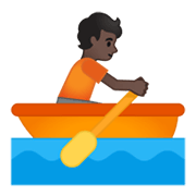 🚣🏿 Emoji Persona Remando En Un Bote: Tono De Piel Oscuro en Google Android 10.0 March 2020 Feature Drop.