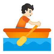 🚣🏻 Emoji Persona Remando En Un Bote: Tono De Piel Claro en Google Android 10.0 March 2020 Feature Drop.