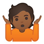 Emoji 🤷🏾 Persona Che Scrolla Le Spalle: Carnagione Abbastanza Scura su Google Android 10.0 March 2020 Feature Drop.