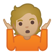 🤷🏼 Emoji Persona Encogida De Hombros: Tono De Piel Claro Medio en Google Android 10.0 March 2020 Feature Drop.